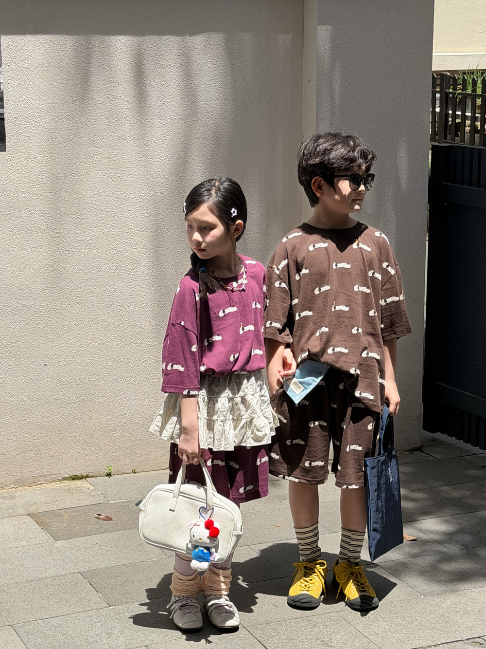 Allover Graphic Loose Top Shorts Set ドッグプリント 半袖Tシャツ ハーフパンツ【mh0013539】