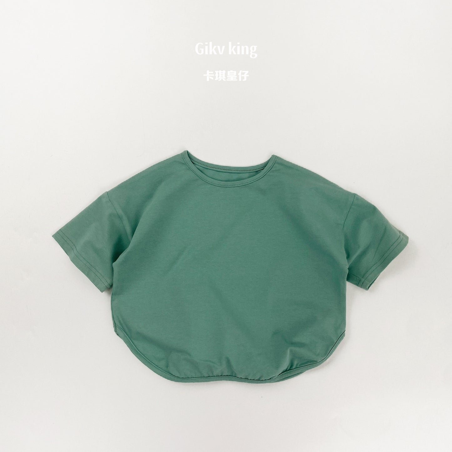 Curved Hem Solid Short Sleeve T-shirt クルーネック 無地 半袖Tシャツ【mh0012830】