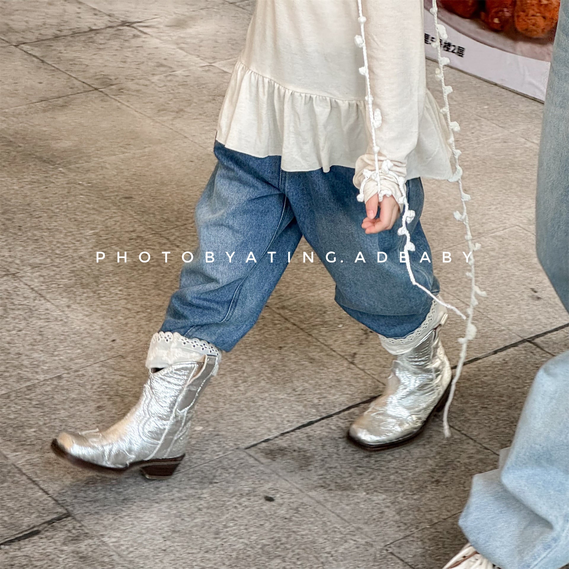 -裾レース付きデニムパンツ ジーンズ【mh0010805】 - mamahalo shop - デニムパンツ -  べビー服 - 子供服 - 男の子 - 女の子