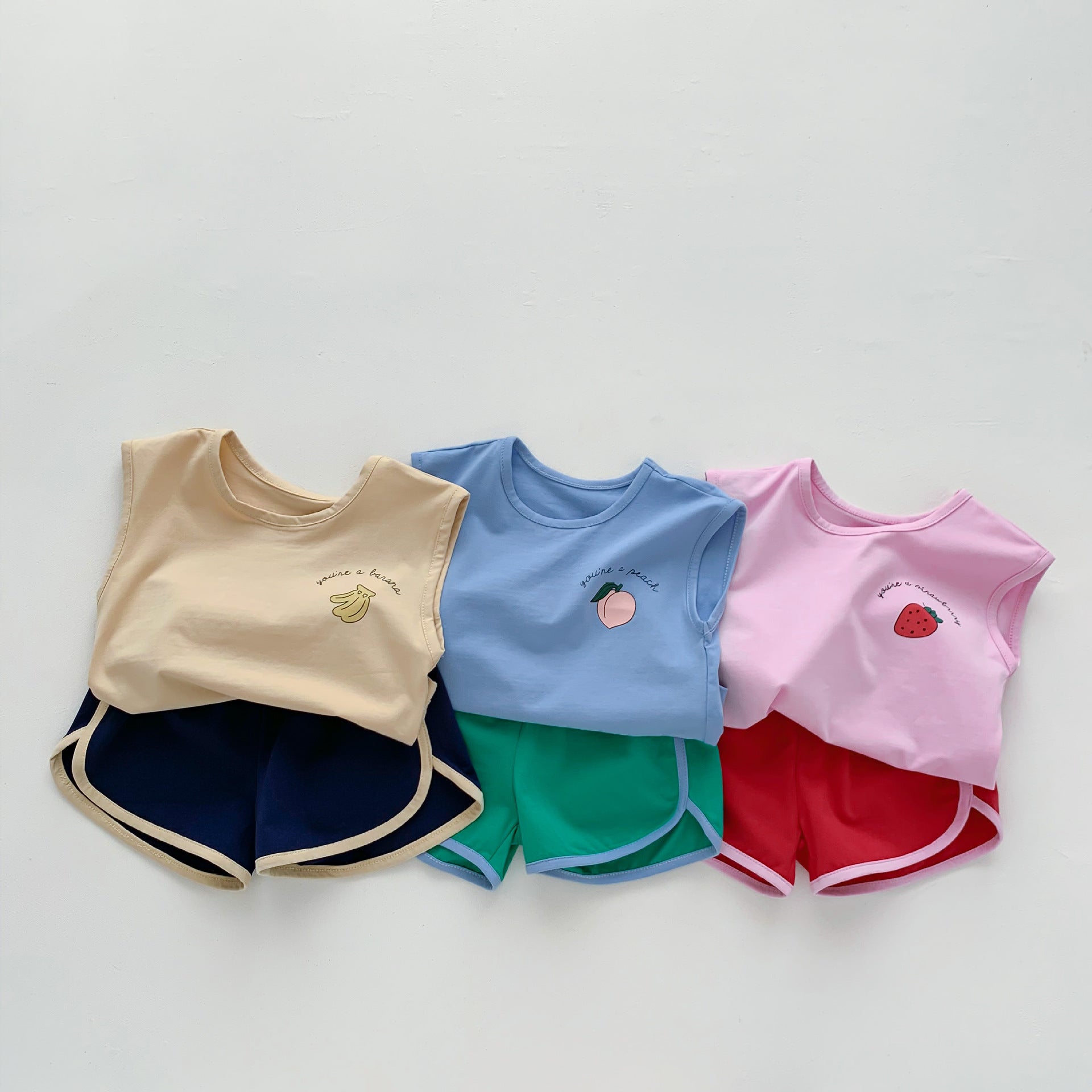 -ベビー カラフル フルーツ セットアップ タンクトップ ショートパンツ トラックパンツ【mh0001657】 - mamahalo shop - ノースリーブセットアップ -  べビー服 - 子供服 - 男の子 - 女の子