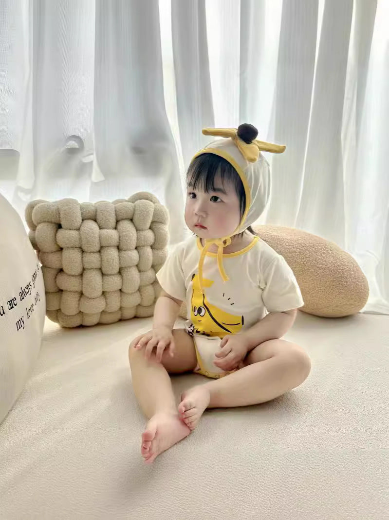 Banana Costume Short-Sleeve Romper With Hat Set バナナ 半袖ロンパース コスチューム【mh0013357】