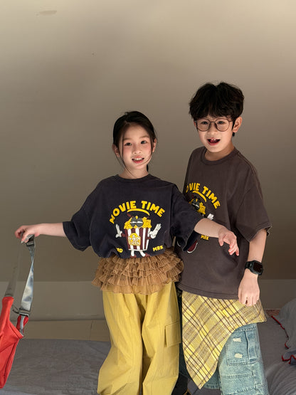 Popcorn Print Cotton T-shirt