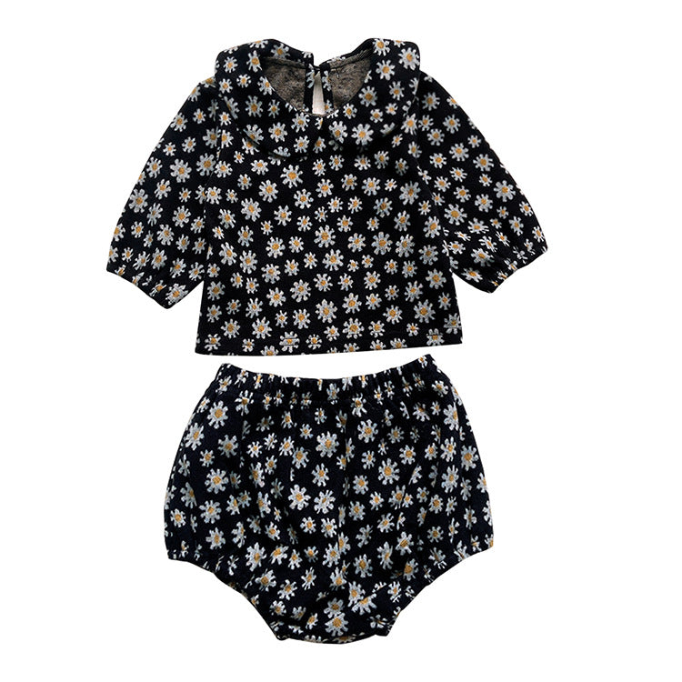 Daisy Print Top & Pants Set デイジー柄 襟付きトップス＆ブルマセット【mh0012690】