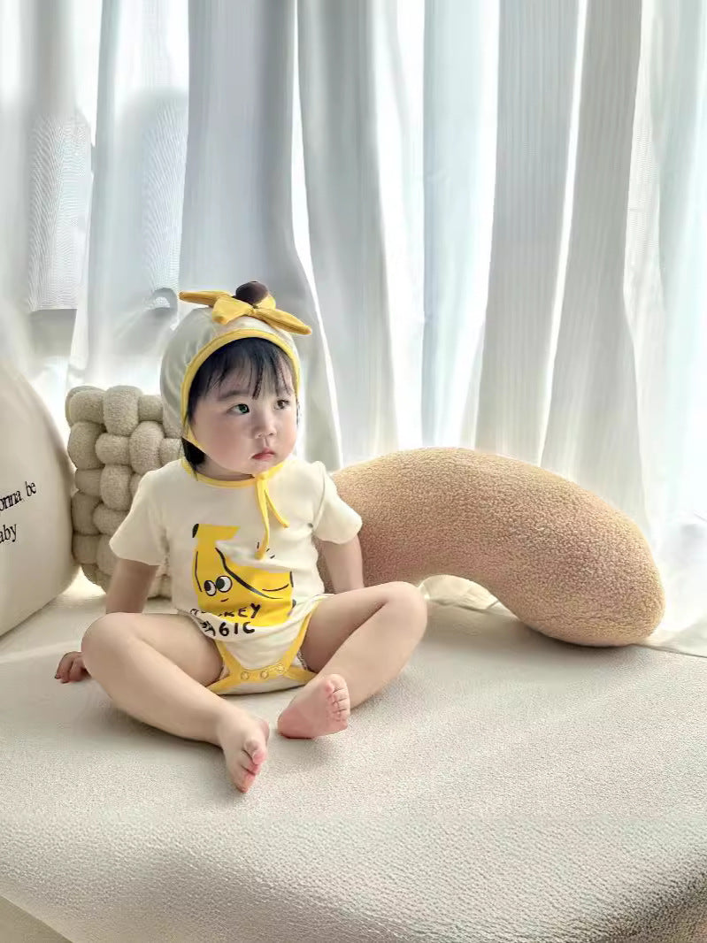 Banana Costume Short-Sleeve Romper With Hat Set バナナ 半袖ロンパース コスチューム【mh0013357】