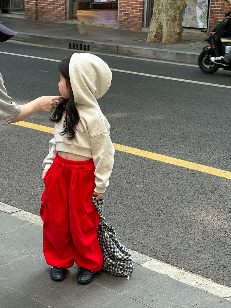 -クロップド丈パーカー 刺繍ロゴ入りフーディー ショートスウェット【mh0011053】 - mamahalo shop - カーディガン・パーカー -  べビー服 - 子供服 - 男の子 - 女の子