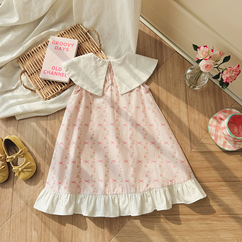 Flower Print Ruffle Dress フリル ノースリーブワンピース【mh0013656】