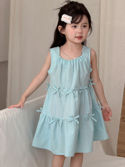 Sleeveless Bow Tiered Dress [mh0012747]