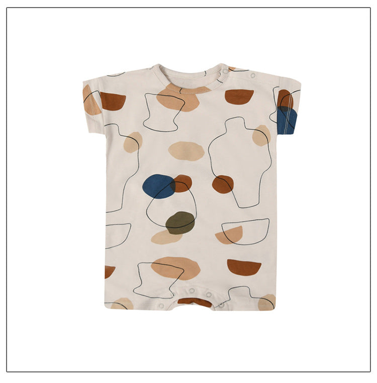 Abstract Geometric Print Romper 幾何学 ロンパース【mh0013602】