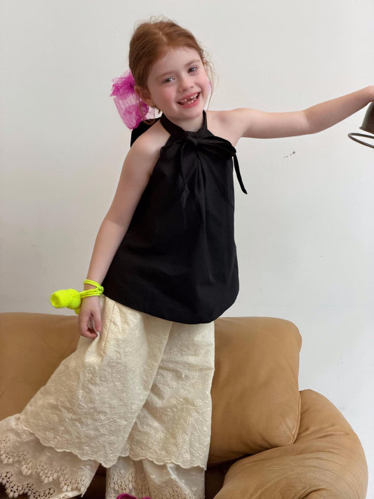 Elegant Bow Halterneck Top リボン ホルターネック ノースリーブTシャツ【mh0012886】