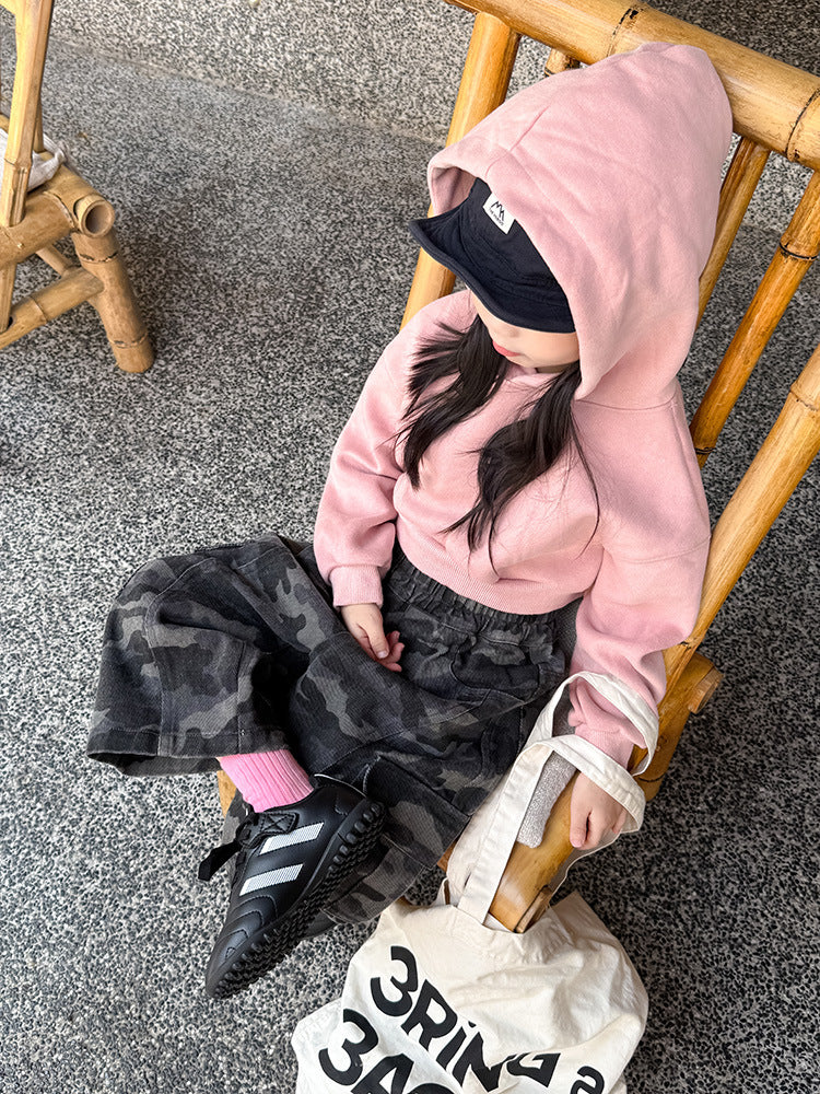 -クロップド丈パーカー 刺繍ロゴ入りフーディー ショートスウェット【mh0011053】 - mamahalo shop - カーディガン・パーカー -  べビー服 - 子供服 - 男の子 - 女の子