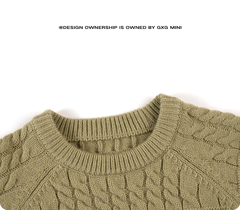 -長袖ニットセーター ケーブル編み リブ編み クルーネック プルオーバー【mh0011305】 - mamahalo shop - ニット・セーター -  べビー服 - 子供服 - 男の子 - 女の子