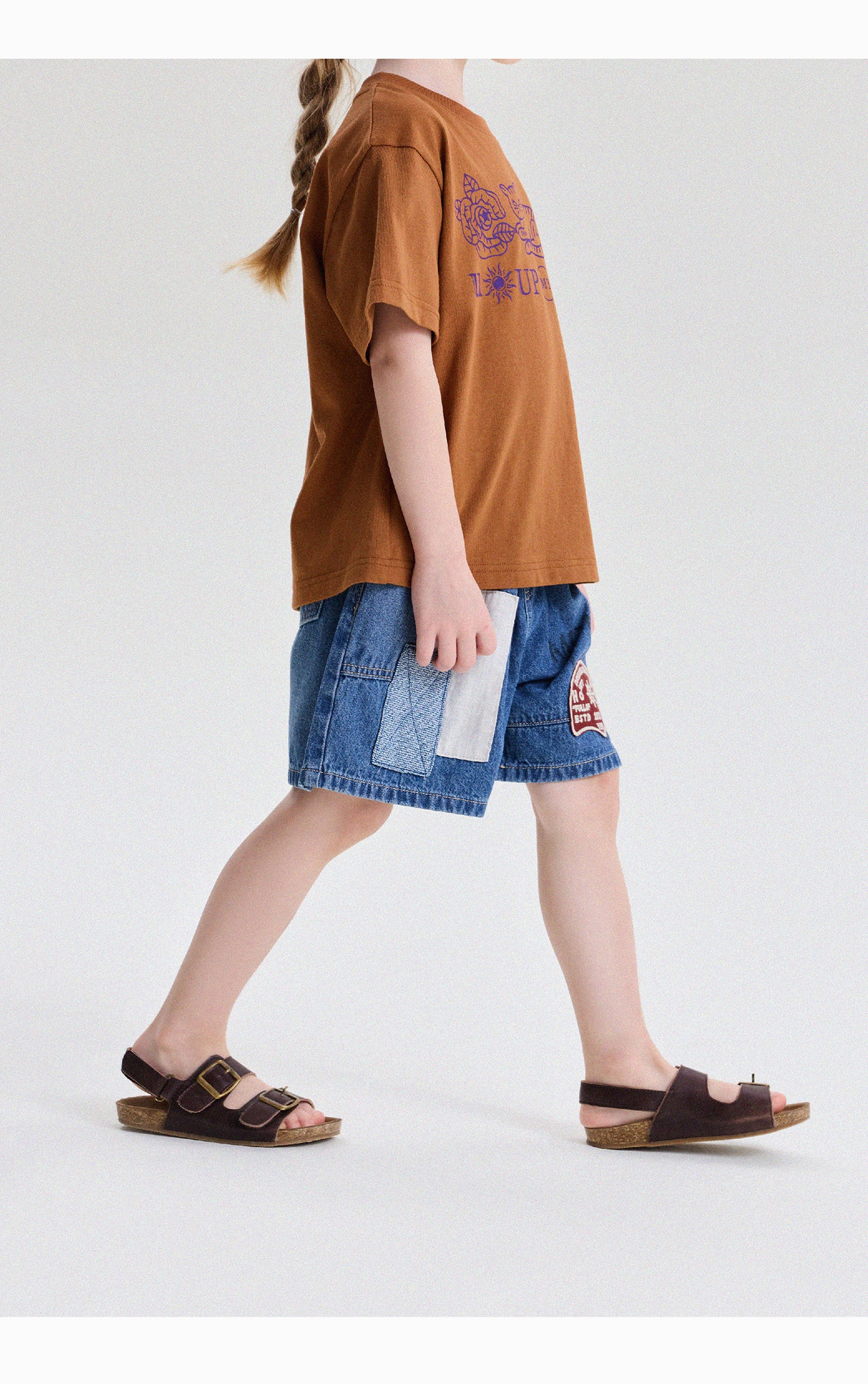 キッズ アップリケ パッチワーク デニム ショートパンツ【mh0013774】