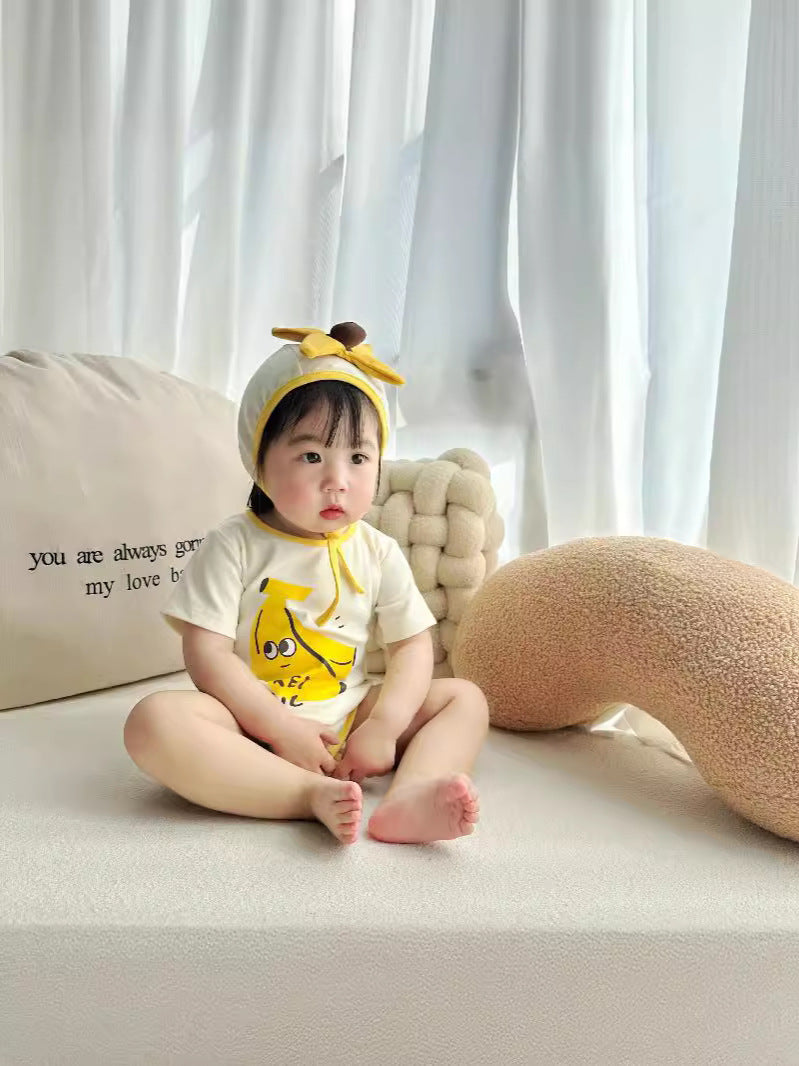Banana Costume Short-Sleeve Romper With Hat Set バナナ 半袖ロンパース コスチューム【mh0013357】