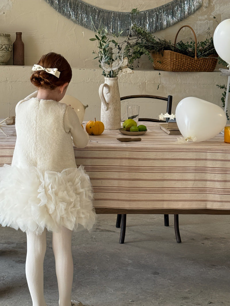 ノースリーブワンピース フリース ボリュームチュールスカート ビーズ刺繍【mh0011887】