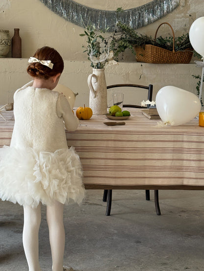 ノースリーブワンピース フリース ボリュームチュールスカート ビーズ刺繍【mh0011887】