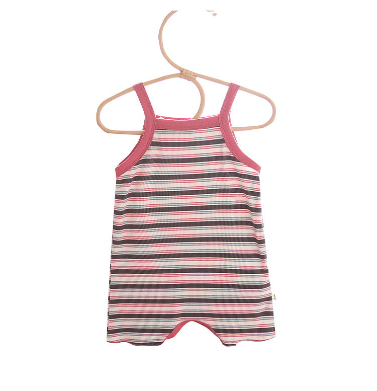 Sleeveless Striped Cotton Romper ボーダー ノースリーブロンパース【mh0013500】