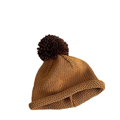 キッズ帽子 ニット ぽんぽん ロールブリム ニットキャップ【mh0011806】