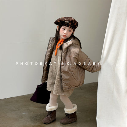 中綿フーディブルゾンジャケット 無地/ドット アウターコート【mh0011915】