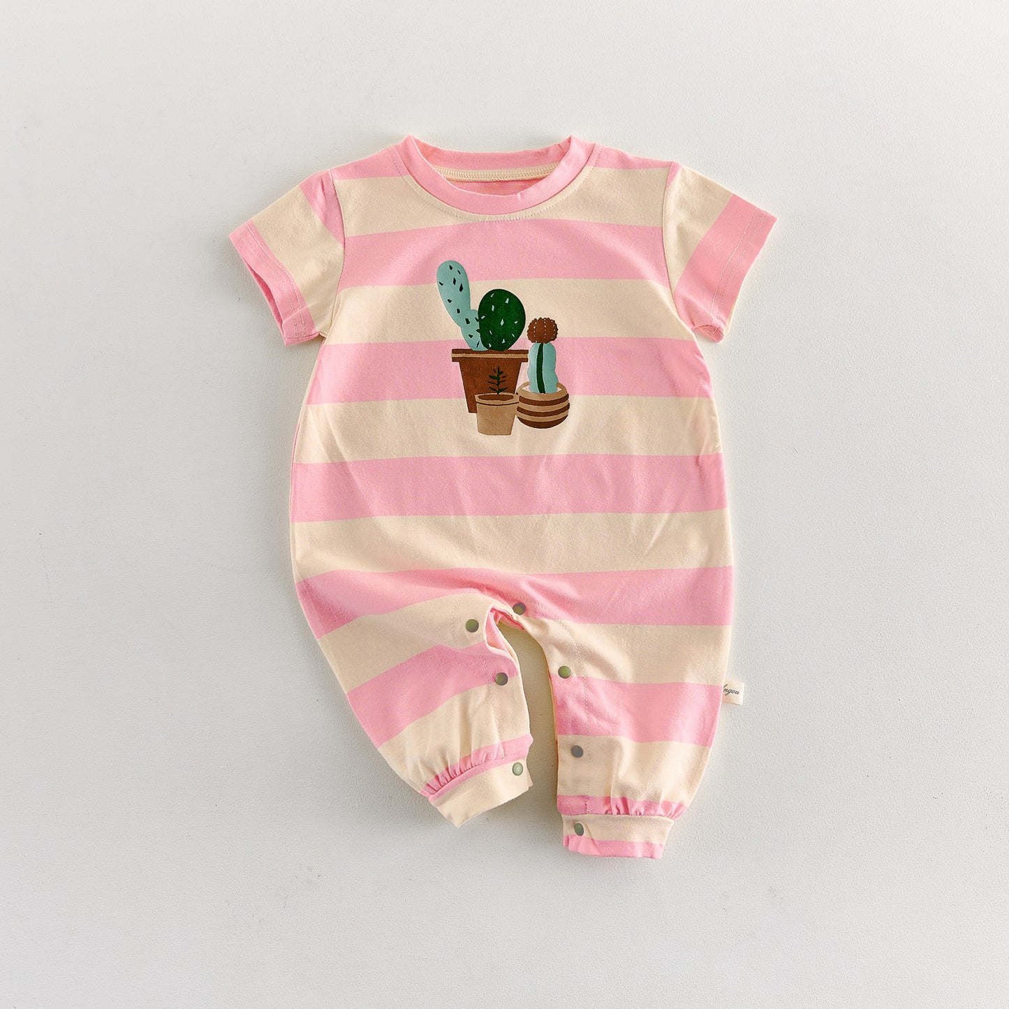 Baby Striped Cactus Print Short-Sleeve Romper [mh0013844]