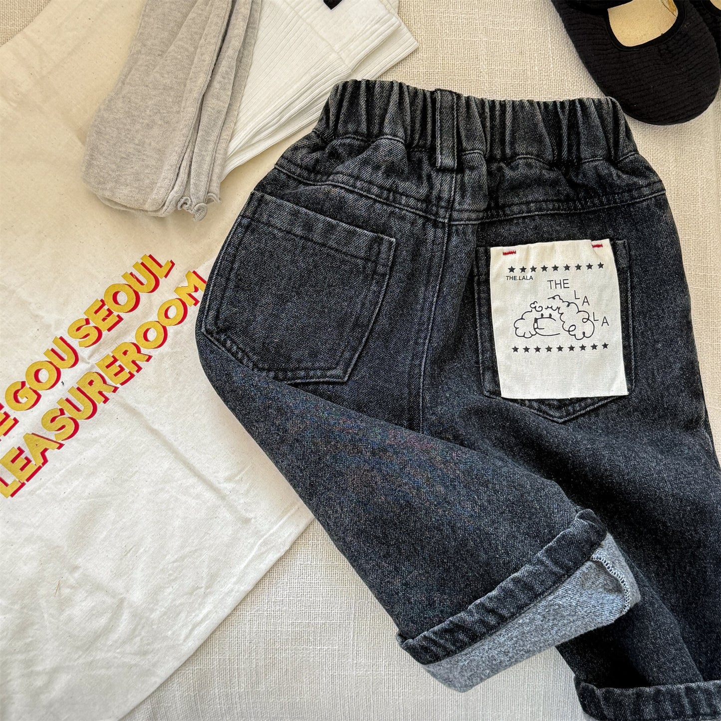 -キャラクタープリントポケットデニムパンツ ワイドパンツ【mh0010808】 - mamahalo shop - デニムパンツ -  べビー服 - 子供服 - 男の子 - 女の子