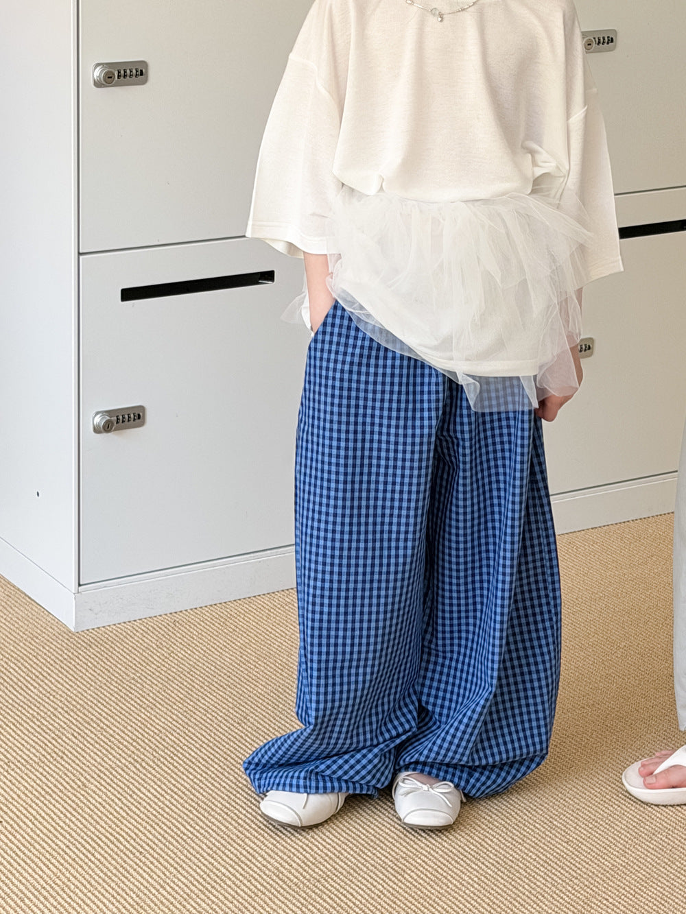 Gingham Plaid Loose Wide Long Pants チェック ロングパンツ【mh0013540】