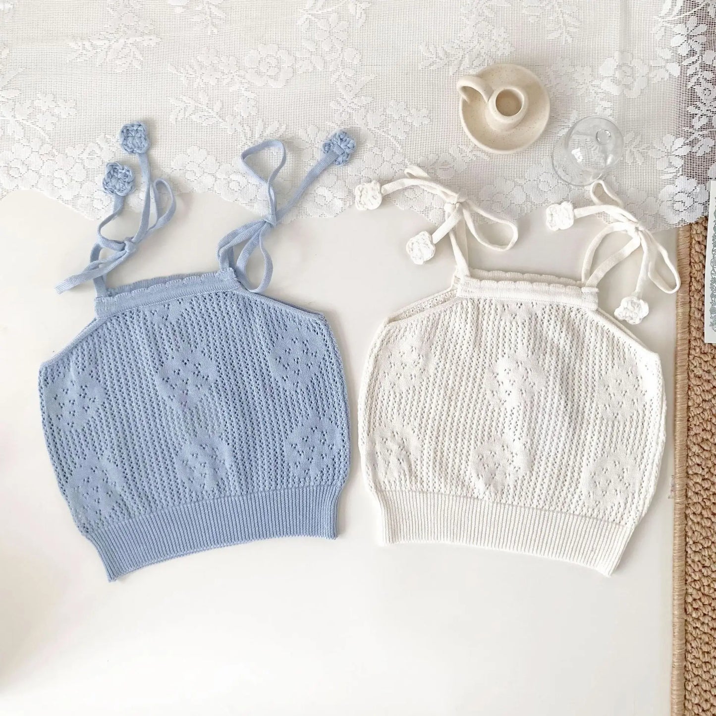 -ベビーキッズトップス レースニット キャミソールトップス 2カラー - mamahalo shop - タンクトップ・キャミソール・ノースリーブトップス -  べビー服 - 子供服 - 男の子 - 女の子