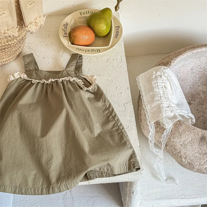 -キッズワンピース サスペンダーフリルレースワンピース 2カラー【mh0005439】 - mamahalo shop - ノースリーブワンピース -  べビー服 - 子供服 - 男の子 - 女の子