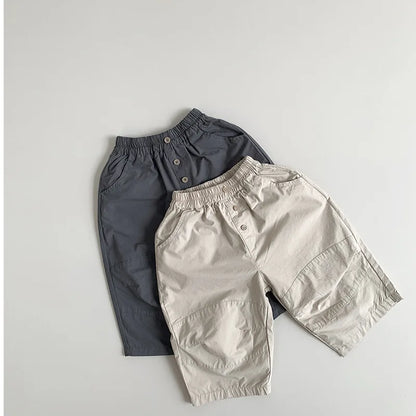 -キッズパンツ ルーズクロップドパンツ シンプルベーシック 2カラー - mamahalo shop - ロングパンツ・スウェットパンツ -  べビー服 - 子供服 - 男の子 - 女の子