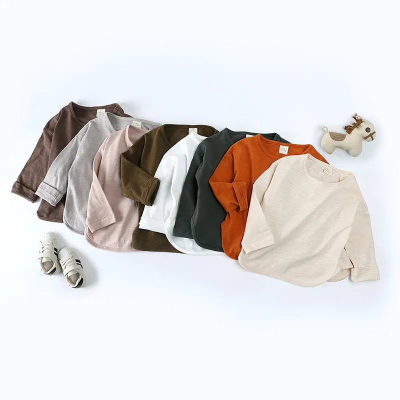 -キッズトップス 長袖Tシャツ シンプルベーシック - mamahalo shop - 長袖Tシャツ -  べビー服 - 子供服 - 男の子 - 女の子