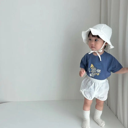 -ベビートップス 半袖プリントTシャツ 象エレファント 2カラー - mamahalo shop - 半袖Tシャツ -  べビー服 - 子供服 - 男の子 - 女の子