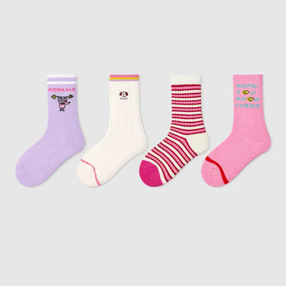 -キッズソックス 靴下4足セット ワッペンワンポイント ボーダー【mh0004066】 - mamahalo shop - ベビー用靴下・タイツ -  べビー服 - 子供服 - 男の子 - 女の子