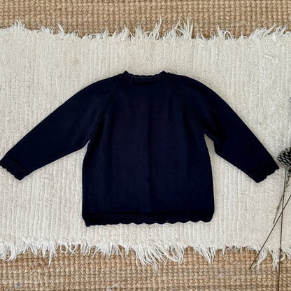 -キッズカーディガン フラワー花柄刺繍ワンポイントニットジャケット 2カラー - mamahalo shop - カーディガン・パーカー -  べビー服 - 子供服 - 男の子 - 女の子