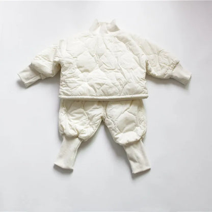 -キッズセットアップ 2点セット キルティングハイネックトレーナー ロングパンツ 防寒セット 3カラー - mamahalo shop - 長袖セットアップ -  べビー服 - 子供服 - 男の子 - 女の子