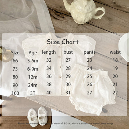 -☺︎ ベビー セットアップ フラワー 刺繍 レース 半袖 ブラウス ブルマ - mamahalo shop - 半袖セットアップ -  べビー服 - 子供服 - 男の子 - 女の子