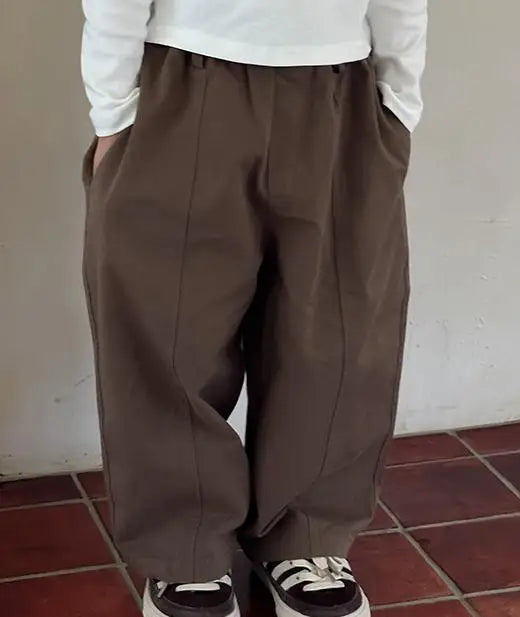 -キッズパンツ ワイドルーズシンプルロングパンツ 3カラー - mamahalo shop - ロングパンツ・スウェットパンツ -  べビー服 - 子供服 - 男の子 - 女の子