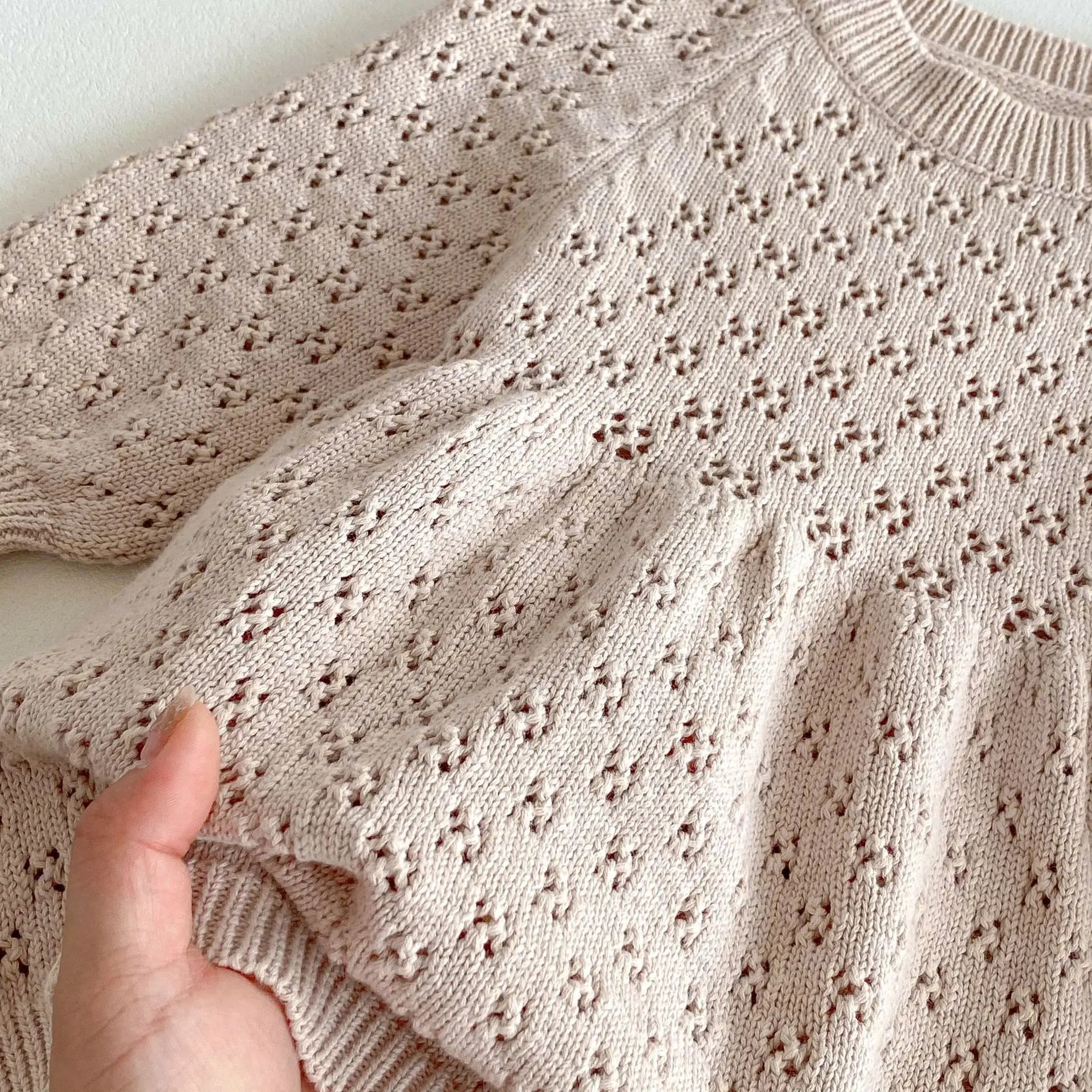 -キッズワンピース レースニットワンピース カーキ【mh0006631】 - mamahalo shop - 長袖ワンピース -  べビー服 - 子供服 - 男の子 - 女の子