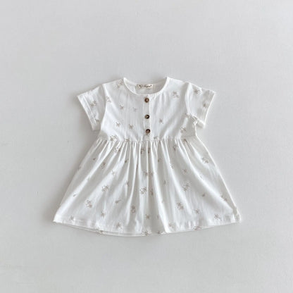 -キッズワンピース 半袖サマーワンピース フラワー小花柄プリント 2カラー【mh0005569】 - mamahalo shop - 半袖ワンピース -  べビー服 - 子供服 - 男の子 - 女の子