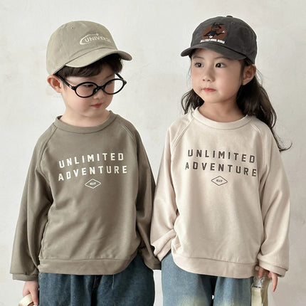 キッズトップス レターロゴプリント長袖スウェットシャツ - mamahalo shop - 長袖Tシャツ -  べビー服 - 子供服 - 男の子 - 女の子