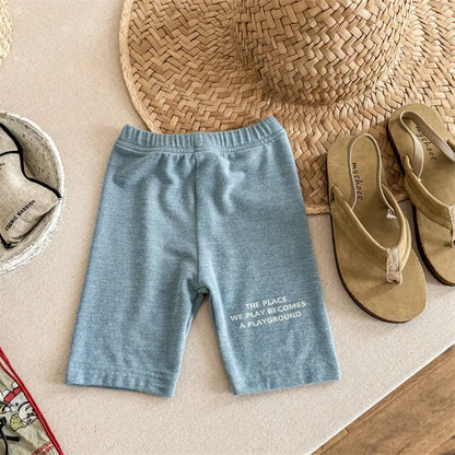 -キッズパンツ ショートレギンス レターロゴプリント 5カラー【mh0005811】 - mamahalo shop - レギンスパンツ -  べビー服 - 子供服 - 男の子 - 女の子