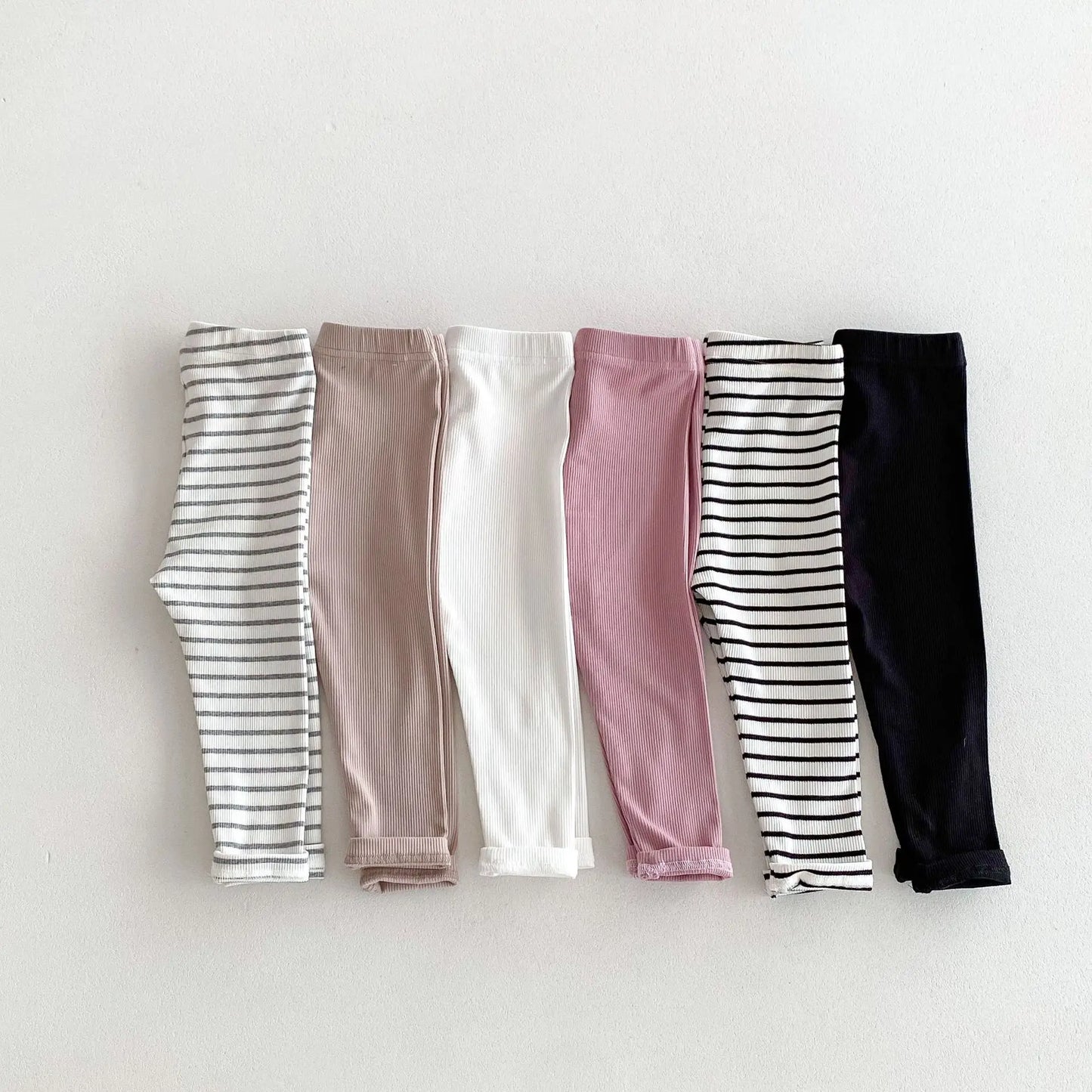 -キッズパンツ レギンスパンツ シンプルベーシック スパッツ 無地/ボーダー【mh0006398】 - mamahalo shop - レギンスパンツ -  べビー服 - 子供服 - 男の子 - 女の子