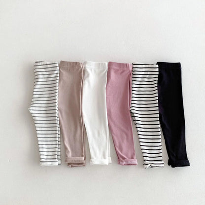 -キッズパンツ レギンスパンツ シンプルベーシック スパッツ 無地/ボーダー【mh0006398】 - mamahalo shop - レギンスパンツ -  べビー服 - 子供服 - 男の子 - 女の子