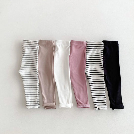 -キッズパンツ レギンスパンツ シンプルベーシック スパッツ 無地/ボーダー【mh0006398】 - mamahalo shop - レギンスパンツ -  べビー服 - 子供服 - 男の子 - 女の子