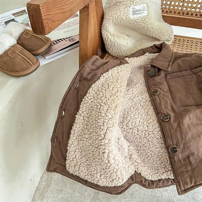 -キッズ 裏ボアフリース ジャケット コート アウター - mamahalo shop - ショートコート・ジャケット・ジャンパー -  べビー服 - 子供服 - 男の子 - 女の子