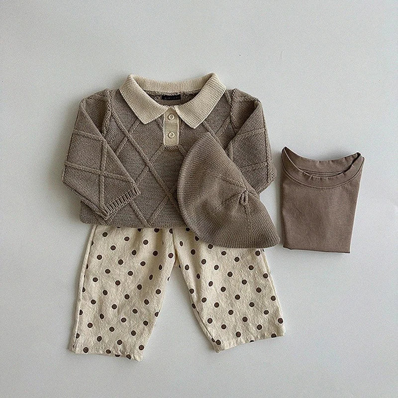 -ベビーパンツ ルーズロングパンツ クロップドパンツ 無地/チェック 3カラー【mh0006097】 - mamahalo shop - ロングパンツ・スウェットパンツ -  べビー服 - 子供服 - 男の子 - 女の子