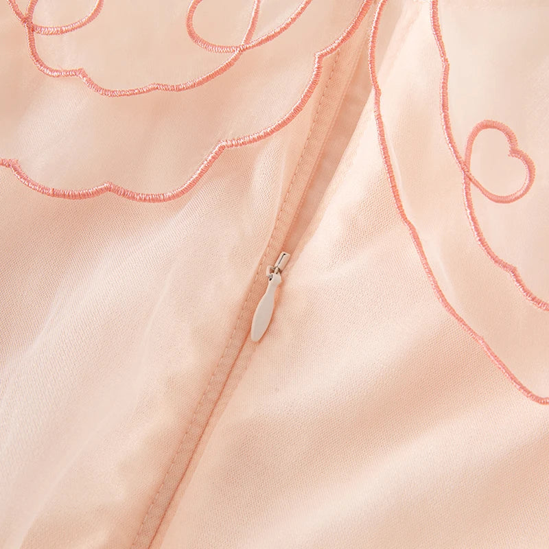 -【dave & bella】キッズワンピース チェリーハート刺繍 襟付き プリンセスドレス オレンジピンク【mh0006280】 - mamahalo shop - 半袖ワンピース -  べビー服 - 子供服 - 男の子 - 女の子