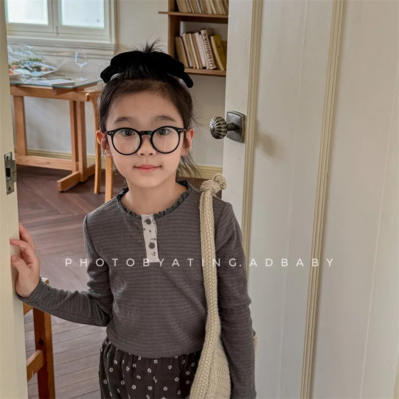 -キッズトップス 長袖Tシャツ レースヘンリーネック 3カラー - mamahalo shop - 長袖Tシャツ -  べビー服 - 子供服 - 男の子 - 女の子