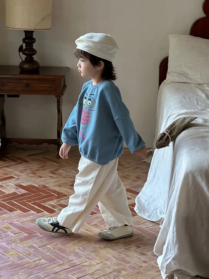 -キッズパンツ ワイドルーズシンプルロングパンツ 3カラー - mamahalo shop - ロングパンツ・スウェットパンツ -  べビー服 - 子供服 - 男の子 - 女の子