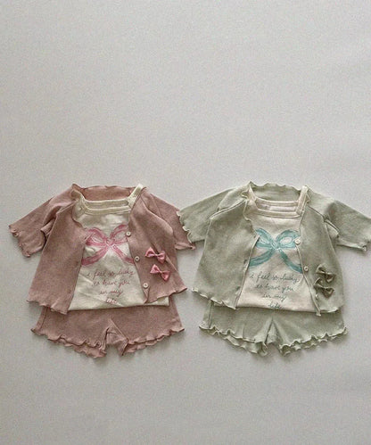 -ベビートップス ショートスリーブTシャツ リボンレターロゴプリント 2カラー【mh0005290】 - mamahalo shop - 半袖Tシャツ -  べビー服 - 子供服 - 男の子 - 女の子