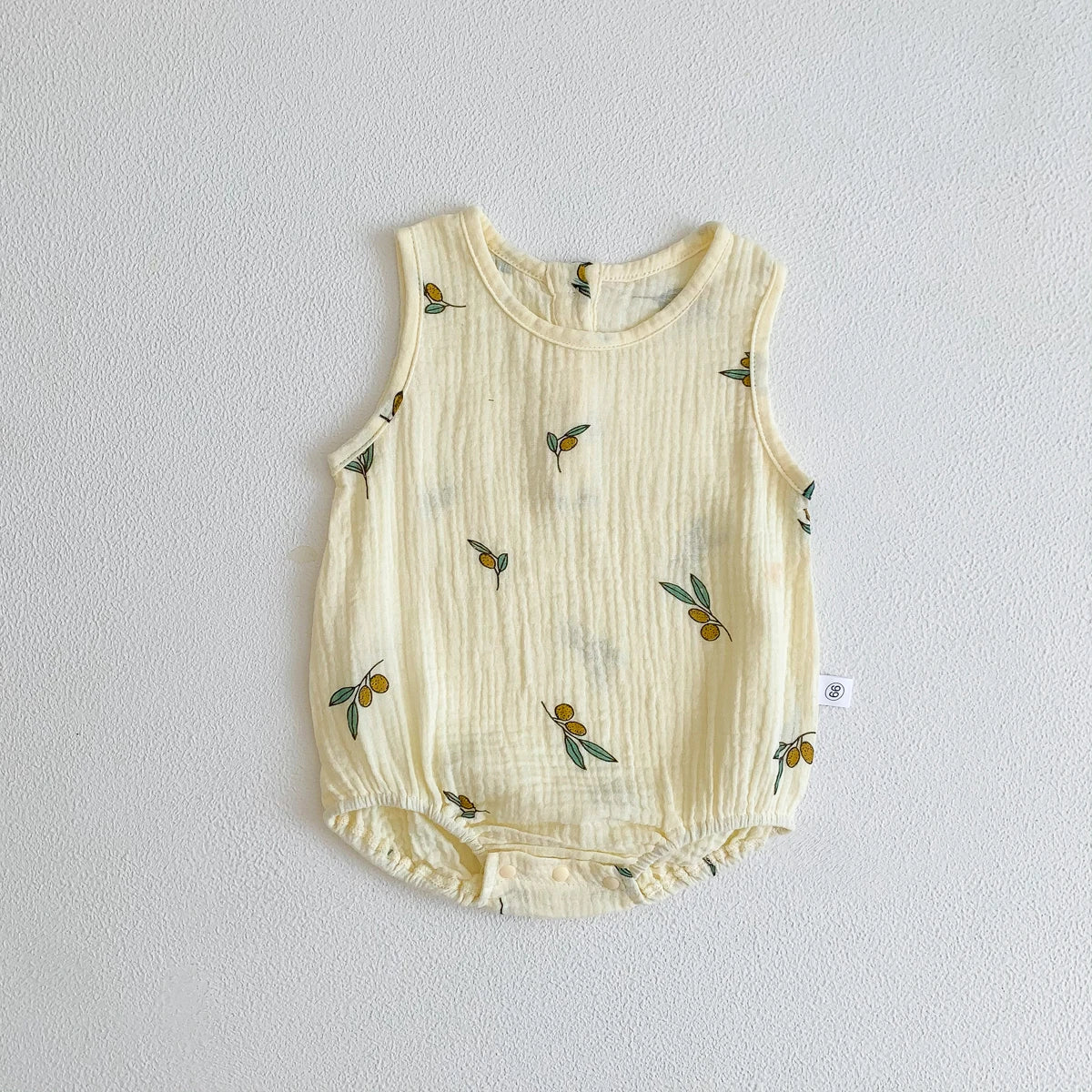 -ベビーロンパース ノースリーブボディスーツ 月ムーン/洋梨/オリーブ/水玉ドットプリント【mh0005689】 - mamahalo shop - ノースリーブロンパース -  べビー服 - 子供服 - 男の子 - 女の子