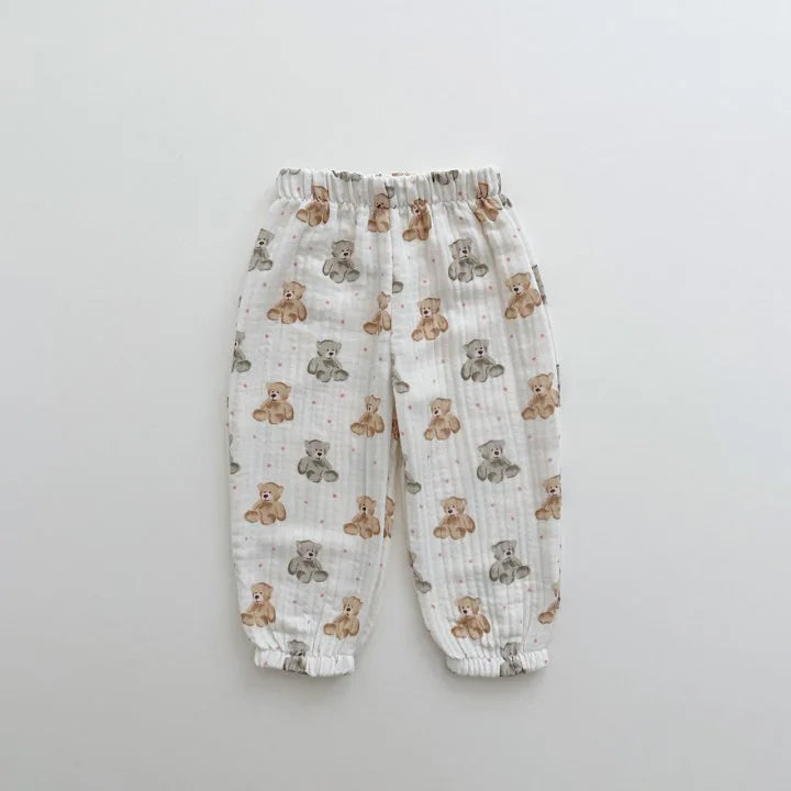 -キッズパンツ サマーロングパンツ 薄手 ハート/ベアくま/カラフルうさぎ/水玉ドットプリント【mh0005515】 - mamahalo shop - ロングパンツ・スウェットパンツ -  べビー服 - 子供服 - 男の子 - 女の子